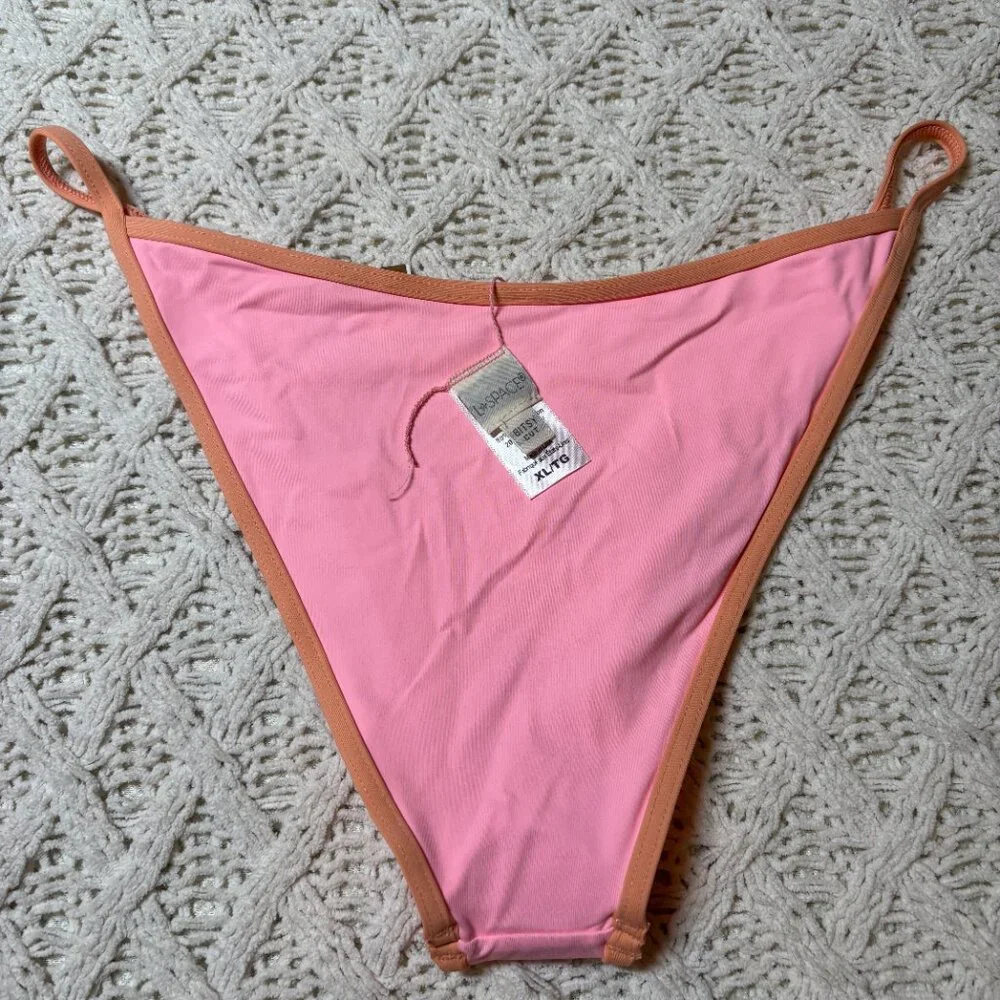L*Space Bitsy Cut‎ Bikini Bottom Pink/Orange Trim Swimwear – Women’s XL nwot